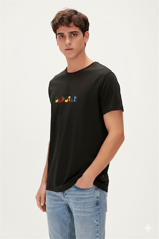 Retro Colors Siyah Erkek Baskılı Tişört Siyah