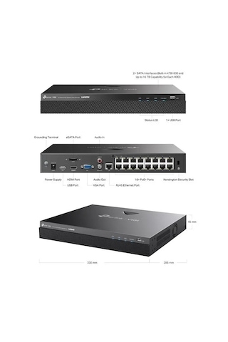 Tp-lınk Vıgı Nvr2016h-16mp 16 Kanal 140w Poe 4k Nvr Kayıt Cihazı