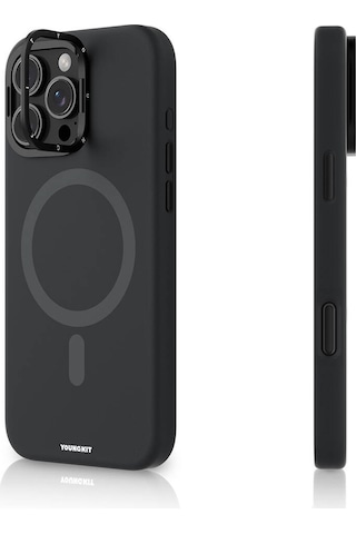 Apple iPhone 16 Pro Max Kılıf Kamera Standlı Magsafe Şarj Özellikli Youngkit Bitty Cream Siyah