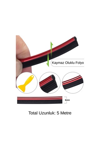 Siolanzi Araç İçi Dekorasyon Trim Şeridi 5 Metre Kırmızı