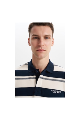 AR-MA Arma Erkek Ribanalı Regular Fit Çizgili Polo Yaka Sweatshirt %95 Pamuk %5 Elastane Ringel Pike K30554953002 Lacivert