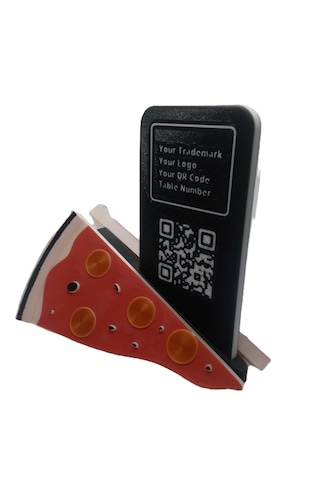 Mottopi Qr Menü Standı Pizza Dilim / Dijital Menü Modern Stand,qr Menü Masaüstü Standı - 10 Adet 10 Adet Qr Menü Standı