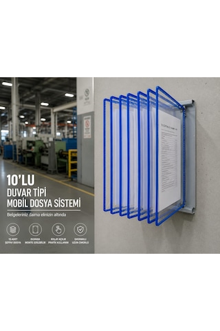A4 Evrak Şömizi - 10'lu Paket Şeffaf Mavi Şömiz - Ofis Sunum Dosyası