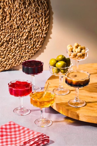 6 Lı Cam Ayaklı Kahve Yanı Lokumluk Kahvaltılık Kase Sunumluk 50m