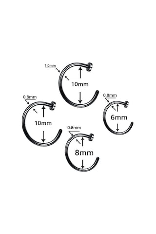 Flybuy Zımbası X Siyah Şeklinde Paslanmaz Küpe, Halkası Dudak Deliksiz Çelik C Burun Burun Boyut: Bandı Adet 8+2 5 1.0 Dm Siyah