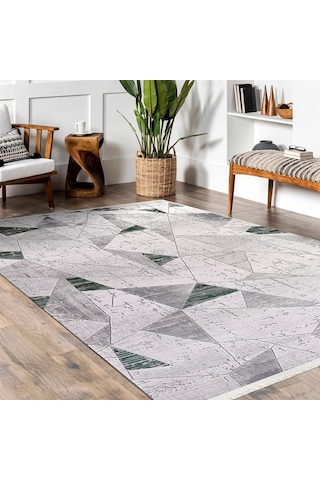 Çam Halı Crea Plus Stone Roxanne 17136 Gri Yeşil Modern Desenli Makine Halısı