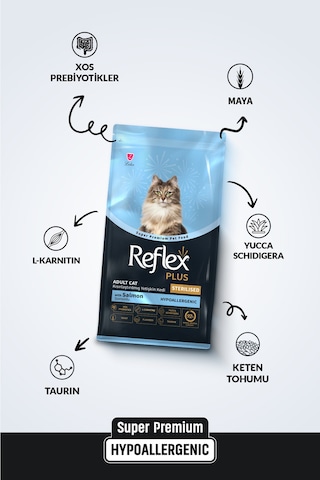 Reflex Plus Hipoalerjenik Kısırlaştırılmış / Sterilised Somonlu Yetişkin Kedi Maması 1,5 Kg