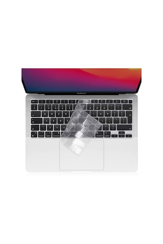 Apple Uyumlu MacBook Air 2020 13 Inc M1 A2337 / A2179 Türkçe Q Klavye Slim Şeffaf Klavye Koruyucu Kılıf