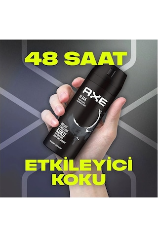 Axe Erkek Deodorant & Bodyspray Black 48 Saat Etkileyici Koku Vücut Spreyi 150 Ml