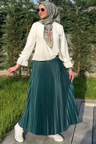 Rabia Şamlı Eliz Zümrüt Plise Etek Normal
