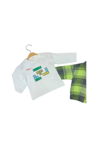 Erkek Bebek Yeşil Kareli Ceket Ve Lego Baskılı Uzun Kollu 2 Li Takım-13492 Yeşil