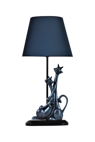 Qdec Modern Dizayn Kedi Abajur Turkuaz Lacivert Diğer