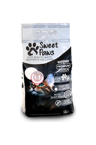 Sweet Paws Bebek Pudra Kokulu İnce Topaklaşan Bentonit Kedi Kumu 5 L