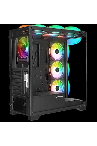 Rampage Hydra V3 Camlı 7 x 12 Cm Rgb Fan Atx Gaming Kasa Black