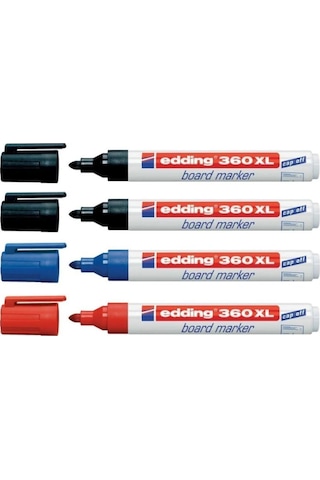Edding 360 XL Doldurulabilir Beyaz Tahta Kalemi 4'lü 2 Siyah 1 Mavi 1 Kırmızı Edding 360 XL Doldurulabilir Beyaz Tahta Kalemi 4'lü 2 Siyah 1 Mavi 1 Kırmızı