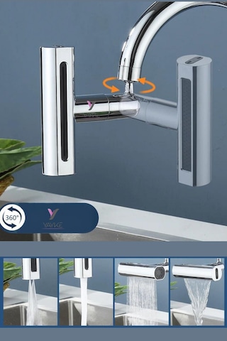 Yayke 4 Modlu Şelale Basınçlı Su Tasarruflu Fiskiye Musluk Ucu