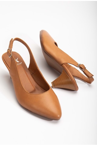 Analin Shoes Kadın Hakiki Deri Bilekten Bağlı Topuklu Ayakkabı Taba