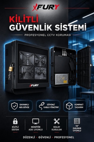 Fury Dvr Nvr Kamera Kayıt Cihazı Kabini - Abs Plastik Monitör Askı Kutusu 42x32x11 Cm