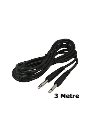 3 Metre 6.3 Mm To 6,3mm Mono Çivi Jak Jack Mikrofon Gitar Kablo