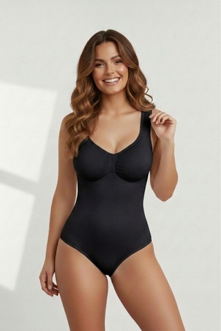 Mistirik Morcia Model Alttan Çıtçıtlı Sıkılaştırıcı Örme Kumaşlı Düz Toparlayıcı Body Siyah Renk