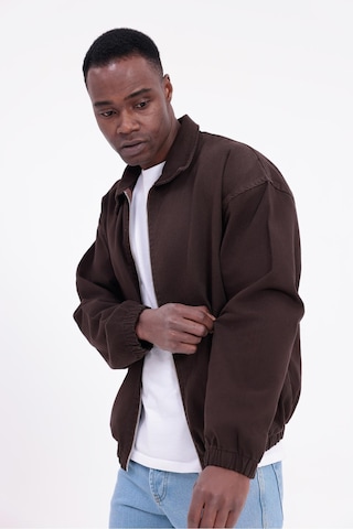 Freemen Erkek Basic Gabardin Kumaş Fermuarlı Oversize Mevsimlik Polo Yaka Ceket Kiremit