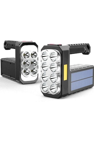 Ultra Güçlü 8 Gözlü Solar Güneş Panelli Şarjlı Aydınlatma