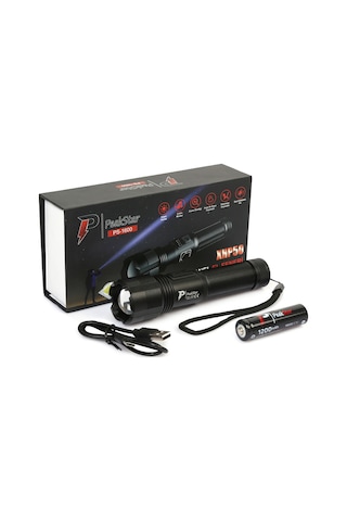 Peakstar Ps-1600 Süper Parlak Led Zoomlu 5 Mod Su Geçirmez Profesyonel Kamp Bekçi Avcı Feneri Çok Renkli
