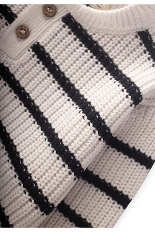 Cigit Çizgili Triko Kazak 2-6 Yaş Ekru Ekru