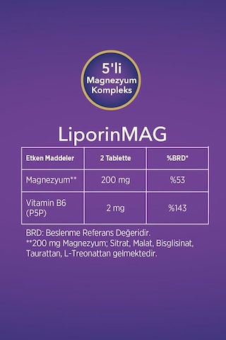 2 Kutu Liporinmag Magnezyum Complex Sitrat, Malat, Bisglisinat, Taurat, L-treonat B6 200 Mg