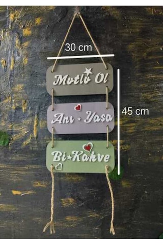 Mutlu Ol Anı Yaşa Kahve Keyfi Ahşap 3 Lü Dekor Seti İç Dekorasyon