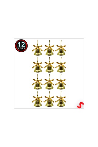 Yılbaşı Ağaç Süsü Çalmayan Çan, 3 Cm - 12 Adet