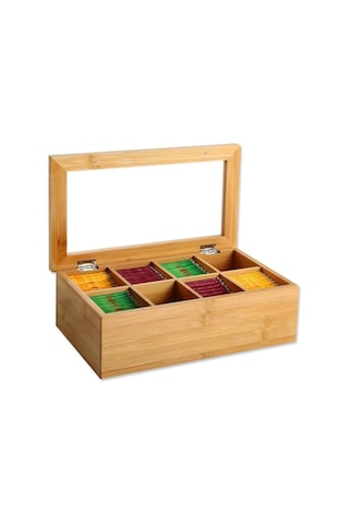 Mien MEN621 8 Bölmeli Bambu Çay Kutusu 32 x 20 x 9 CM