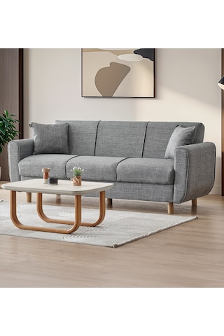 Flavia 3'lü Kanepe Salon, Oturma Odası Yataklı Bazalı Gri