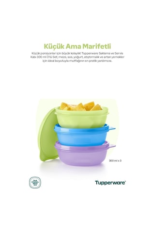 Tupperware Şeker Üçlü 300 Ml 3' Lü Yeni Renkler Renksiz
