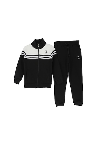 Erkek Çocuk Eşofman Takım-3 İplik Şardonlu-fermuarlı-hakim Yaka 12-16 Yaş 12381 Siyah