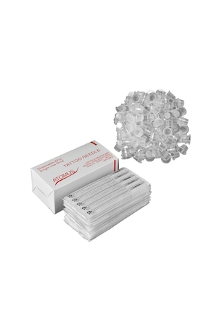 Geeksen 100'li Dövme İğnesi Seti - 10 Farklı Uç Çeşidi + 100 Adet Mürekkep Kabı 3rl/5rl/7rl/9rl/3rs/5rs/7rs/9rs/5m1/7m1