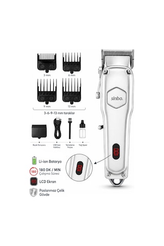 Shc-1905 Şarjlı Saç Kesme Makinesi Kablosuz Kullanım, Ergonomik Tasarım, 4-6 Saat Çalışma Süresi