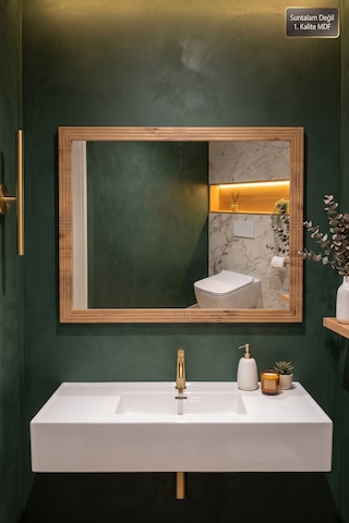Antik Ahşap Yatay Dekoratif Ayna Banyo Oda Lavabo Wc Dresuar Koridor Konsol Mutfak Makyaj Boy Aynası 90x68 Yt-03 Çam