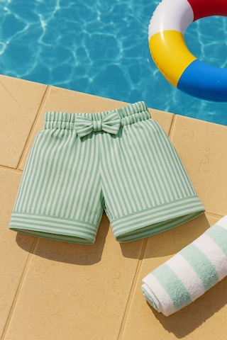 Esila Kids Kız Çocuk Hasır Şapka Ve Şort Takımı Yazlık Şık Kombin 2-6 Yaş Yeşil