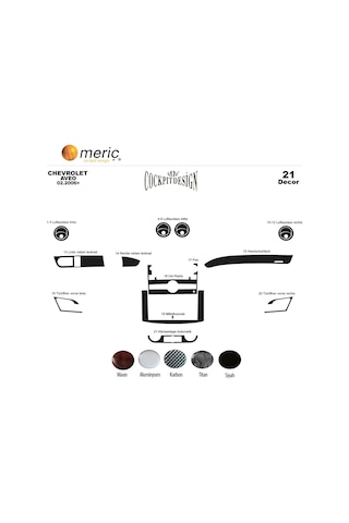 Meriç® Chevrolet Aveo Ön Torpido Kaplama 21 Parça 2006-2011 (530155978)