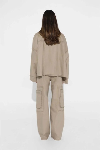 By Dyln Bone Renkli Oversized Mallory Ceket - Fermuarlı Ve Cepli Tasarım Bej