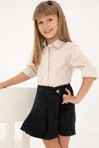 U.s. Polo Assn. Kız Çocuk Ekru Gömlek Desenli 50297426-vr019 Ekru
