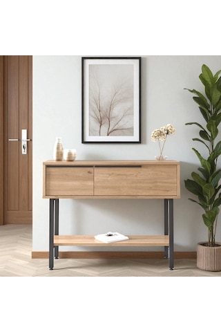 Robin Home Dresuar Antre Hol Kapaklı 100cm Metal Ayaklı Sepet Kahverengi