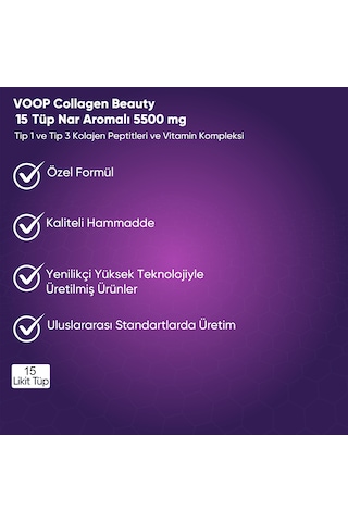 Voop Collagen Tip 1 ve Tip 3 5500 Mg Nar Aromalı 15 Shot x 40 ML