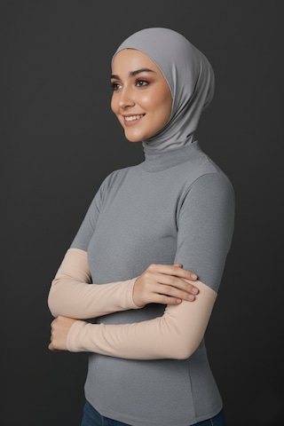 Sonbaharmoda Kadın Tesettür Likralı Esnek Düz Penye Kolluk Bej