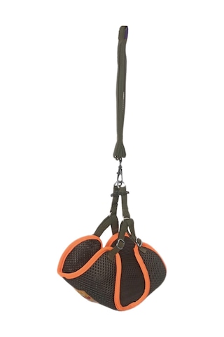 Markapet Kedi Köpek Havalı Göğüs Tasma Seti Large 38-45 CM + 130 CM Haki Turuncu