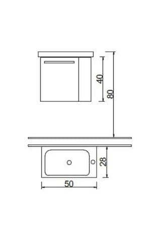 Turkuaz Cerastyle Frame Mini Lavabo 50X28 Cm. Step Banyo Dolabı Çok Renkli