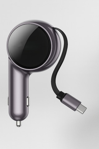 Üsküdar İletişim 60w Tpye-c Araç Şarj Cihazı 30w Usb-c Çıkışlı 30w Geri Çekilebilir Type-c Kablolu Hızlı Şarj 1 Adet