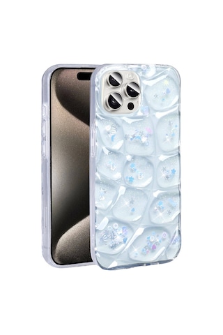 Zore Apple iPhone Uyumlu 15 Pro Max Kılıf Simli 3d Desenli Nvth Hacar Kapak - Mor-mavi N/a