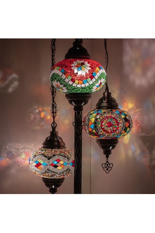 El Yapımı Hediyelik Lamba Mozaik Lambader Dekoratif Köşe Lambası 3'lü Lambader